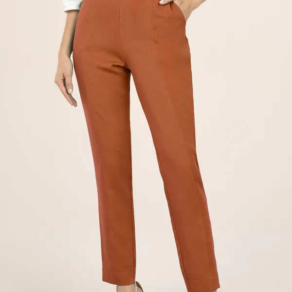 CALÇA SLIM EM ALFAIATARIA COM FORRO TERRACOTA MIRA