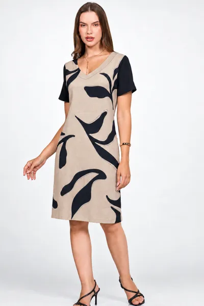 VESTIDO DECOTE V MANGA CURTA PRETO MIRA VEST