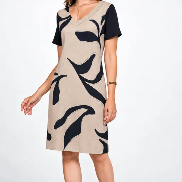VESTIDO DECOTE V MANGA CURTA PRETO MIRA VEST