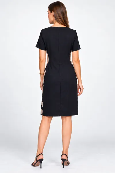 VESTIDO DECOTE V MANGA CURTA PRETO MIRA VEST