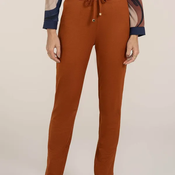 CALÇA ALFAIATARIA SLIM COM BOLSOS CANELA MIRA VEST