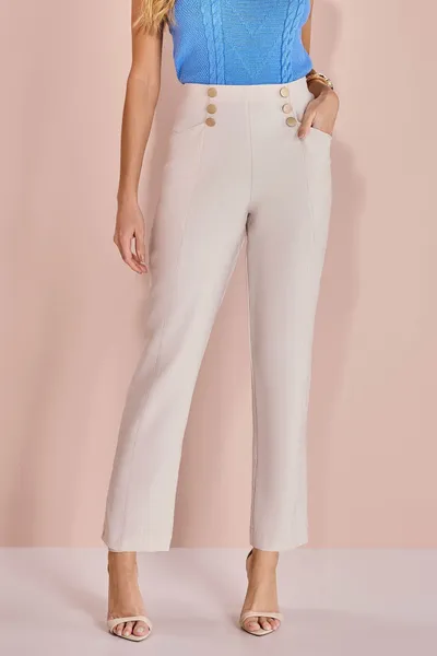 CALÇA SLIM COM BOLSOS E ELÁSTICO MIRA VEST