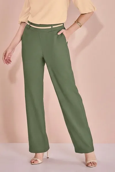 CALÇA RETA CINTO FIXO BOLSO FACA MATE MIRA VEST