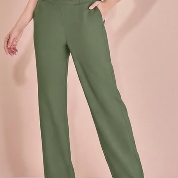 CALÇA RETA CINTO FIXO BOLSO FACA MATE MIRA VEST