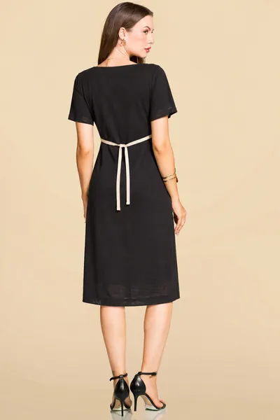 VESTIDO CHANEL DECOTE V PRETO MIRA VEST VESTIDO CHANEL DECOTE V PRETO MIRA VEST