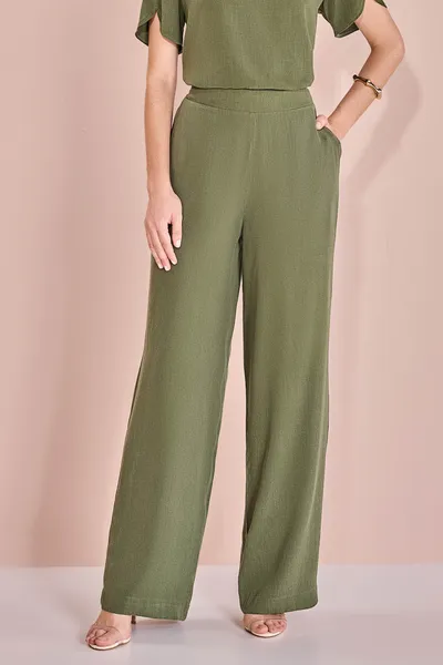 CALÇA PANTALONA COM ELÁSTICO E BOLSO MIRA VEST