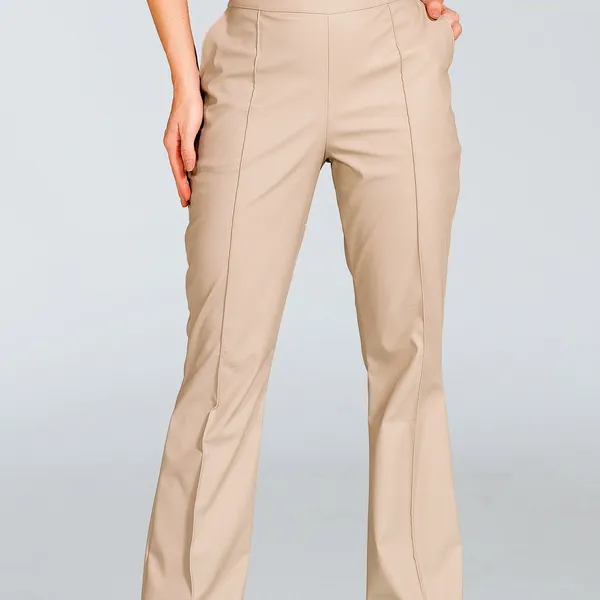 CALÇA BOOT CUT COURO SINTÉTICO MARFIM MIRA VEST