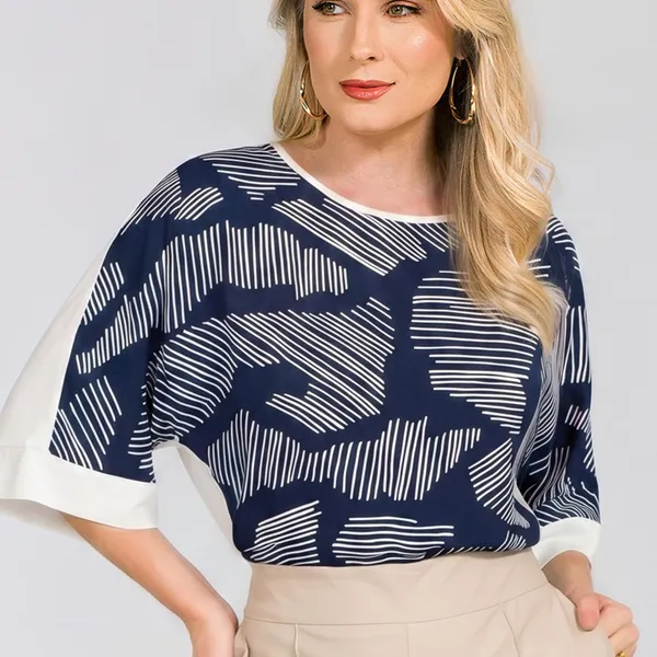 BLUSA CREPE FLUIDO MARINHO MIRA VEST