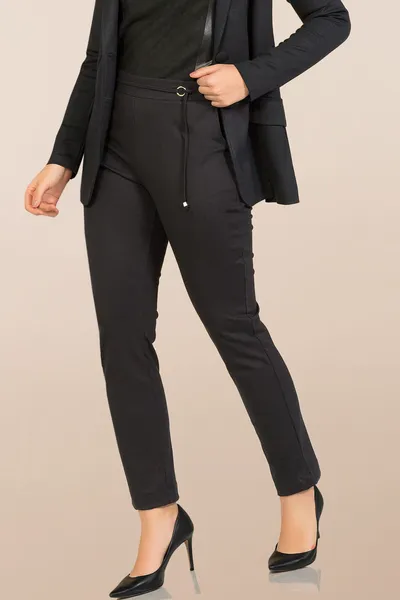 CALÇA PONTO ROMA COM AMARRAÇÃO PRETA MIRA VEST
