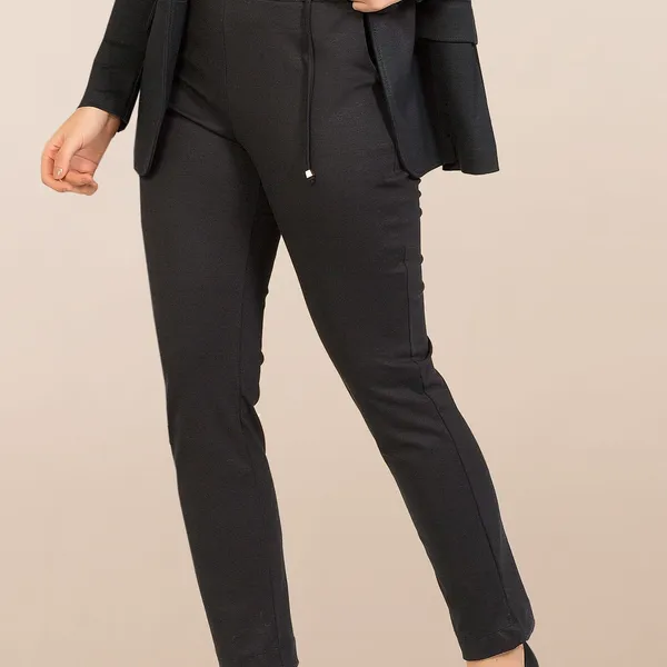 CALÇA PONTO ROMA COM AMARRAÇÃO PRETA MIRA VEST