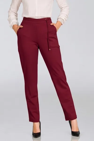 CALÇA PONTO ROMA COM AMARRAÇÃO BURGUNDY MIRA VEST