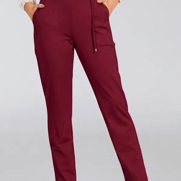 CALÇA PONTO ROMA COM AMARRAÇÃO BURGUNDY MIRA VEST