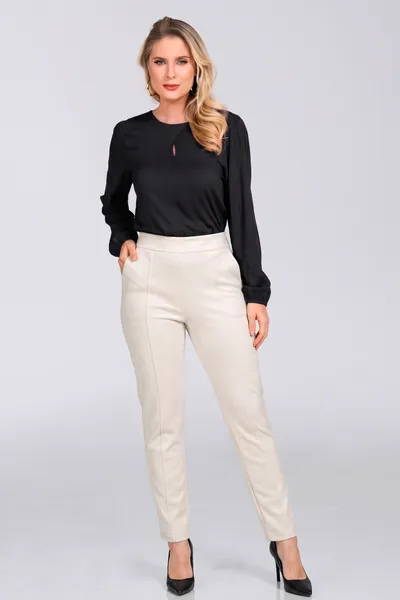 CALÇA SLIM SUEDE OFF WHITE MIRA VEST