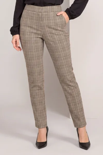 CALÇA RETA JACQUARD BEGE MIRA VEST