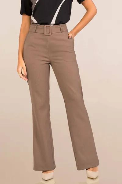 Calça Alfaiataria Camurça com Cinto Mira Vest