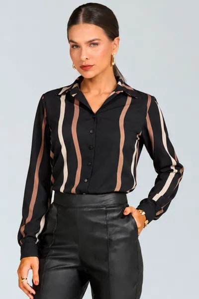 CAMISA PLANO FLUIDO PRETO/CANELA MIRA VEST