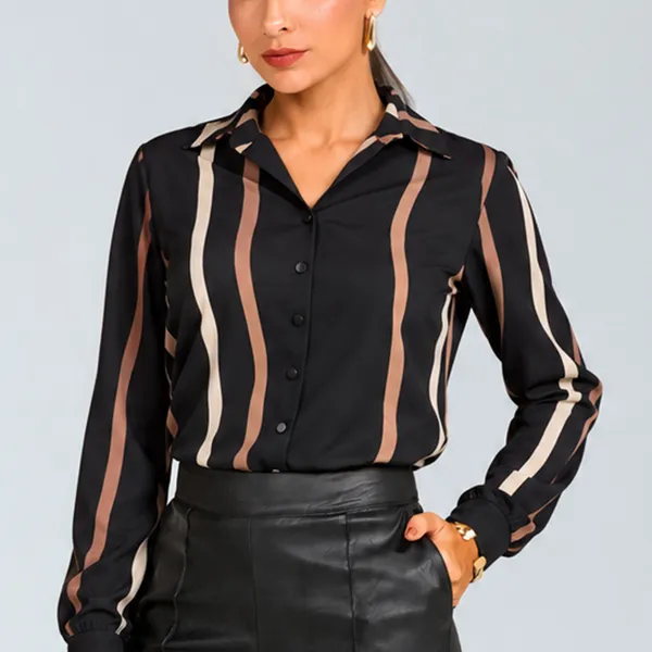 CAMISA PLANO FLUIDO PRETO/CANELA MIRA VEST