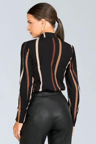 CAMISA PLANO FLUIDO PRETO/CANELA MIRA VEST