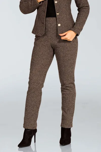 Calça Slim Tweed Preto/Dourado Mira Vest