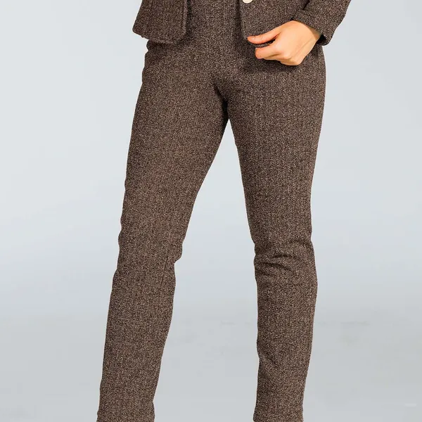 Calça Slim Tweed Preto/Dourado Mira Vest