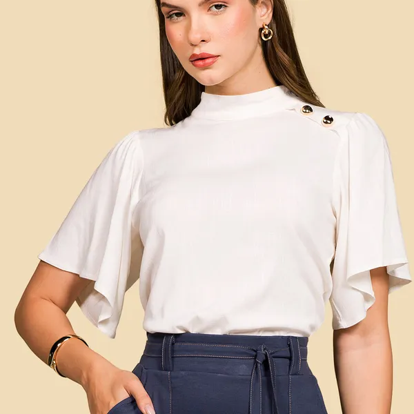 BLUSA VISCOLINHO OFF-WHITE MIRA VEST