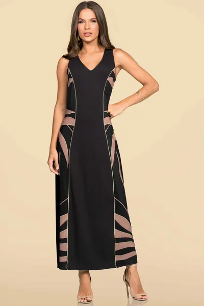VESTIDO LONGUETE MOLETINHO  PRETO/ABACATE MIRA VEST