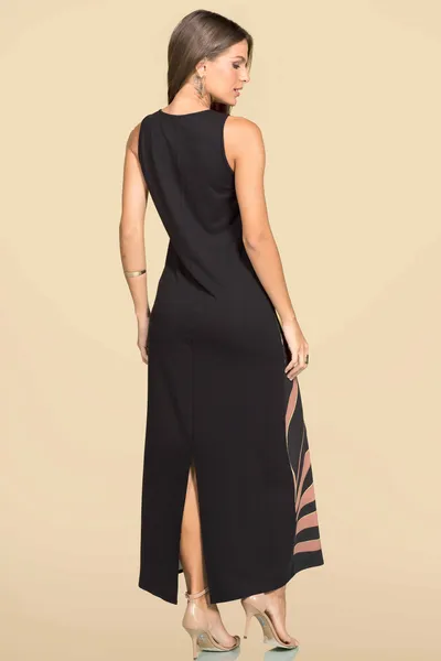 VESTIDO LONGUETE MOLETINHO  PRETO/ABACATE MIRA VEST