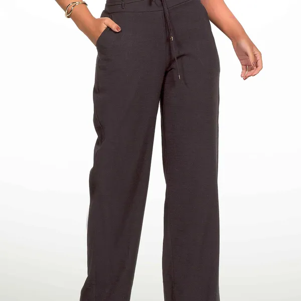CALÇA ALFAIATARIA SLUB RETA PRETO MIRA VEST