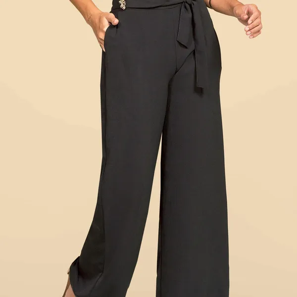 CALÇA CREPE PANTALONA PRETO MIRA VEST