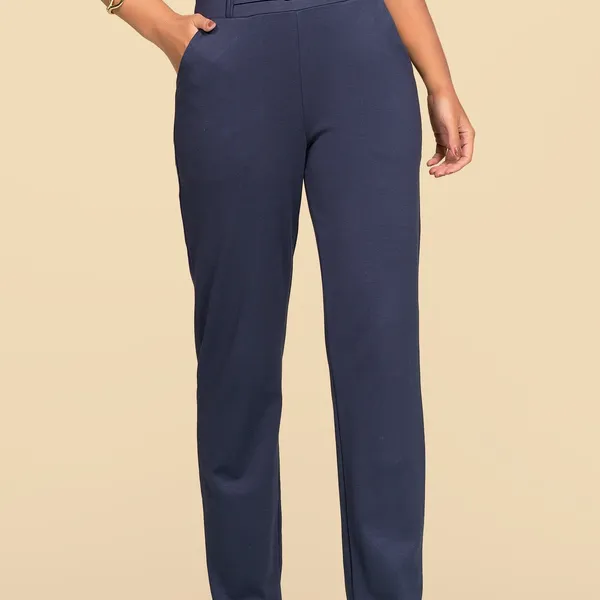 CALÇA PONTO ROMA RETA MARINHO MIRA VEST