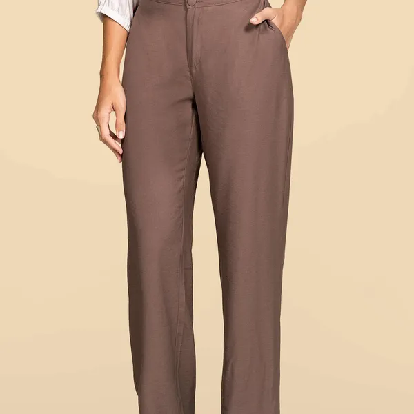 CALÇA ALFAIATARIA DE VISCOSE RETA MARROM MIRA VEST