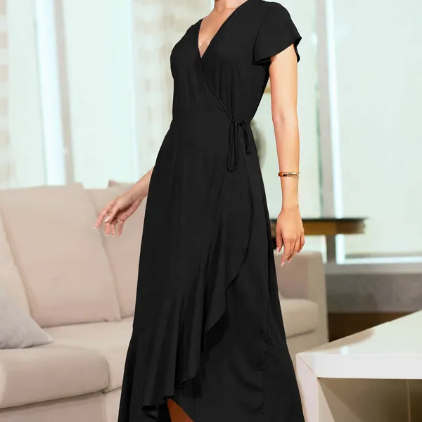 VESTIDO VISCOLINHO LONGUETE PRETO MIRA VEST